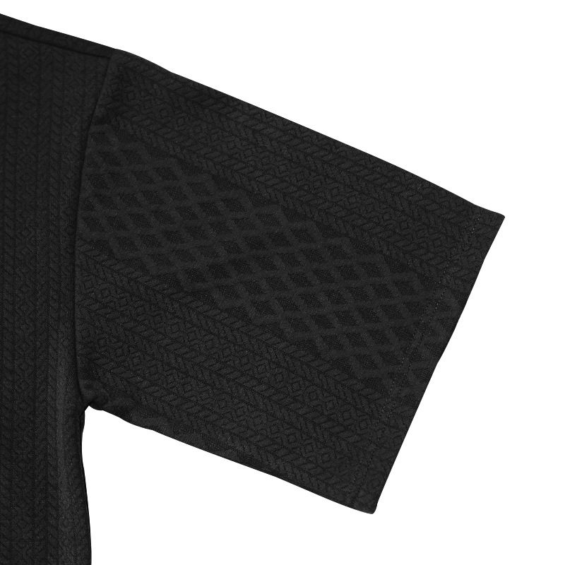 24 Spring Summer Men's Casual Long Pants Turn-down Collar Jacquard Knitted Top Plus Size Set_voghion.com