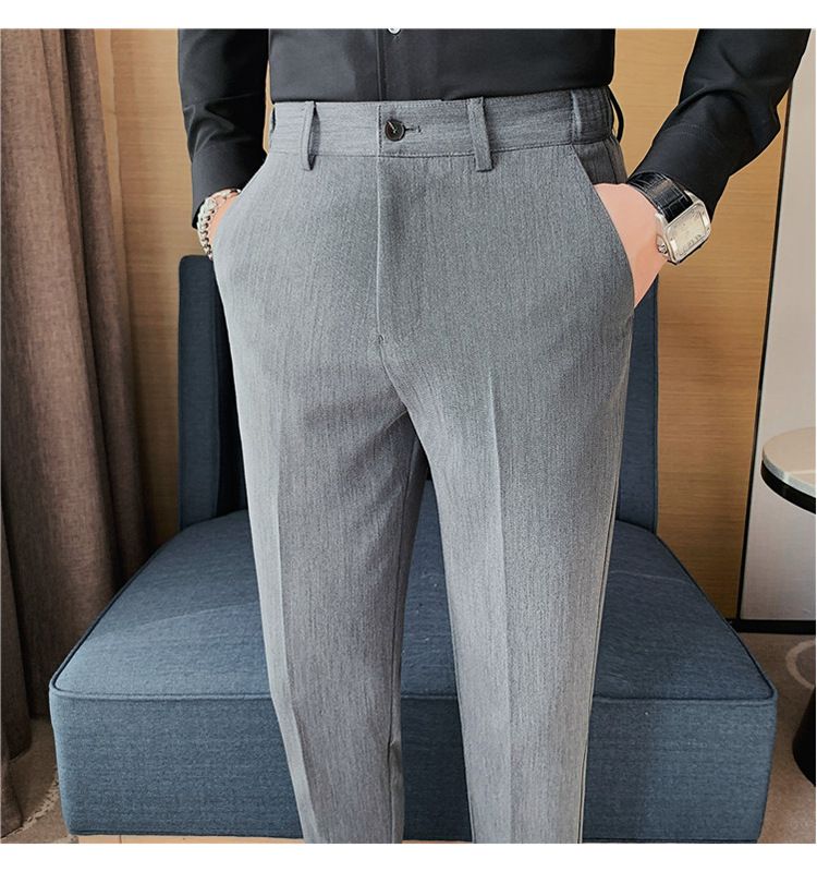 Neue Produktempfehlung, hochwertige Herrenhosen, neue einfarbige Neun-Punkt-Hosen für Frühjahr und Sommer, elastische Taillen-Freizeitanzughosen für Herren_voghion.com