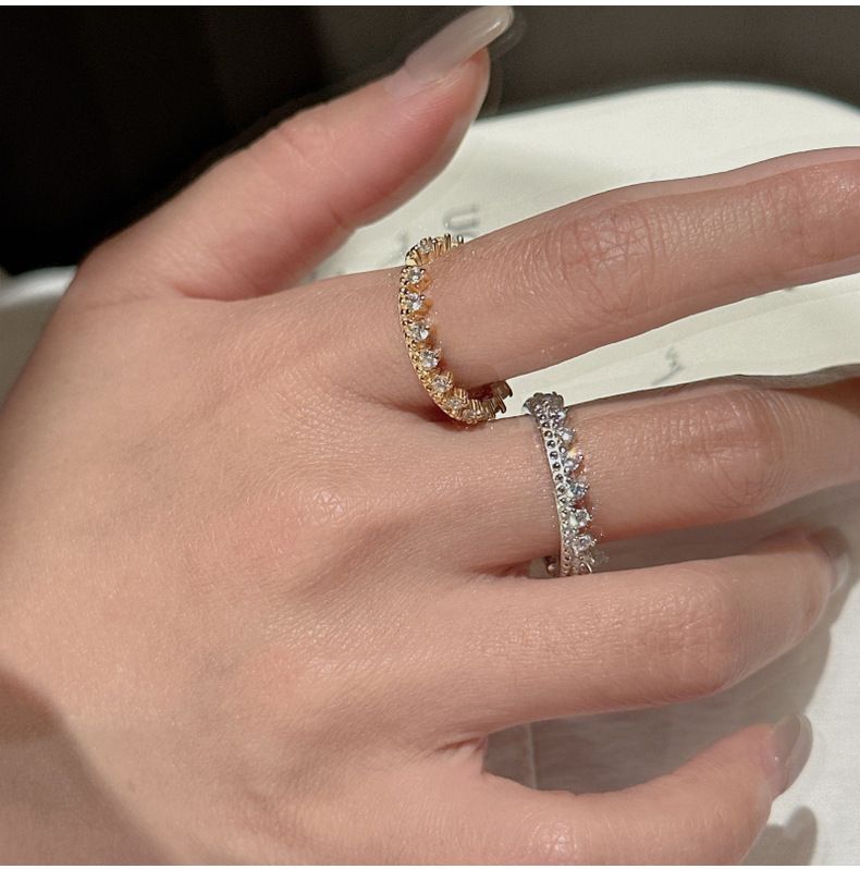 S925 Sterling Silver Row Diamond Ring Medieval Niche Design Simple And Fashionable Vintage Light Luxury Micro Zircon Ring_voghion.com