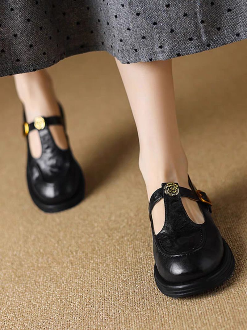ShoeVault ShoeVault French Retro Style Low Heel Mary Jane For Women 2025 New Spring And Autumn Camellia Large Size Women's Shoes 35-42_voghion.com