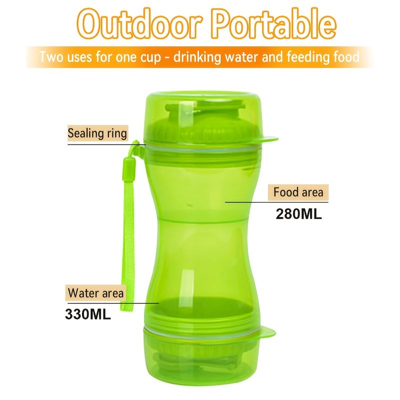 Hundewasserflasche 2-in-1 Wasserbecher Trocken- und Nasstrennung Hundereise-Trinknapf für kleine und mittelgroße Hunde Outdoor-Behälter_voghion.com