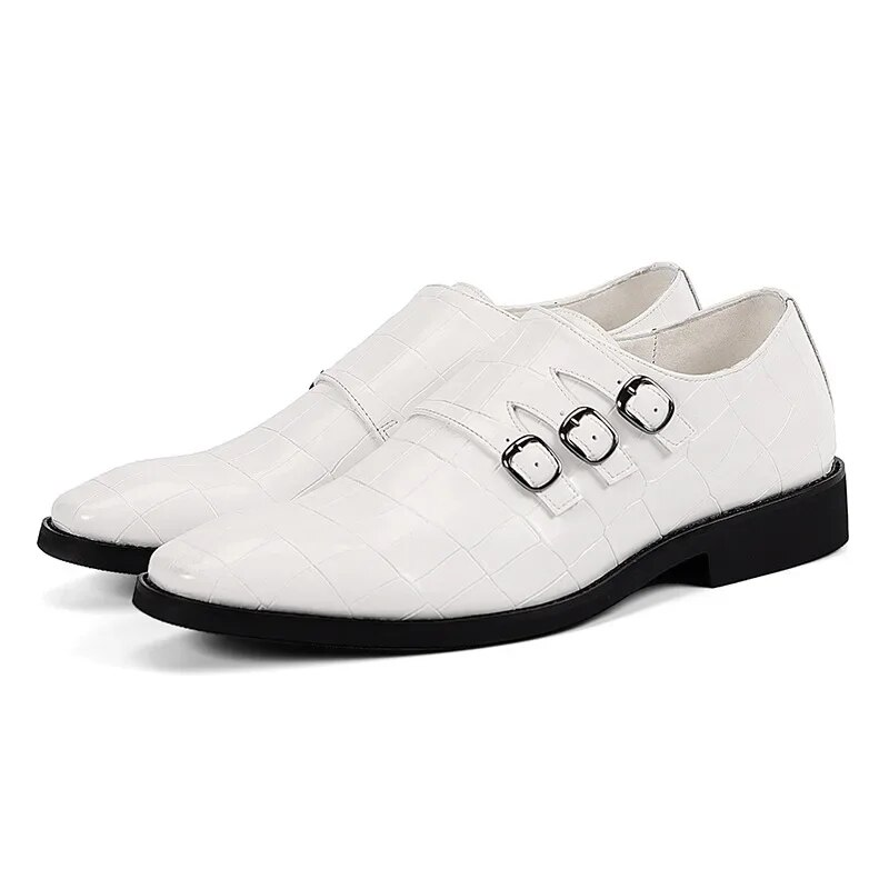 Cost performance Men's Casual Business Leather Shoes Mens Buckle Square Toe Dress Office Flats Men Fashion Wedding Party Oxfords EU Size_voghion.com