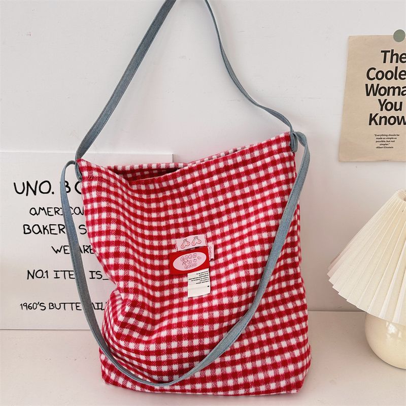 48141 Borsa a tracolla in lana scozzese stile Ins, versione coreana, per donna, 2024, nuova borsa a tracolla versatile alla moda per pendolari_voghion.com