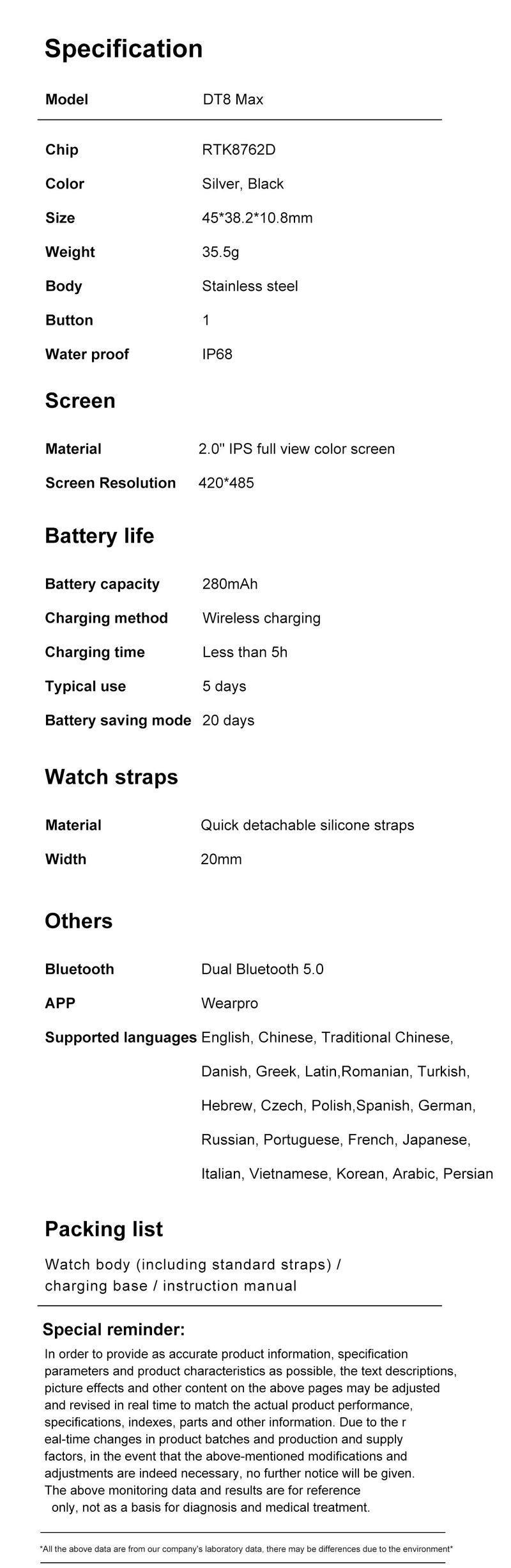 Dt8max Bluetooth Calling Smart Watch 2.0 Hd Large Screen Body Temperature Monitoring Sport Step Counting Bracelet_voghion.com