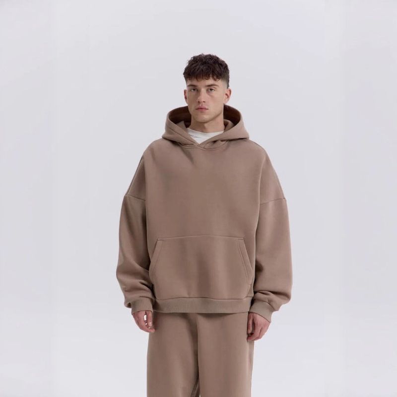 Felpa in pile da uomo, tinta unita, pullover da coppia, ampia, di media lunghezza, alla moda_voghion.com
