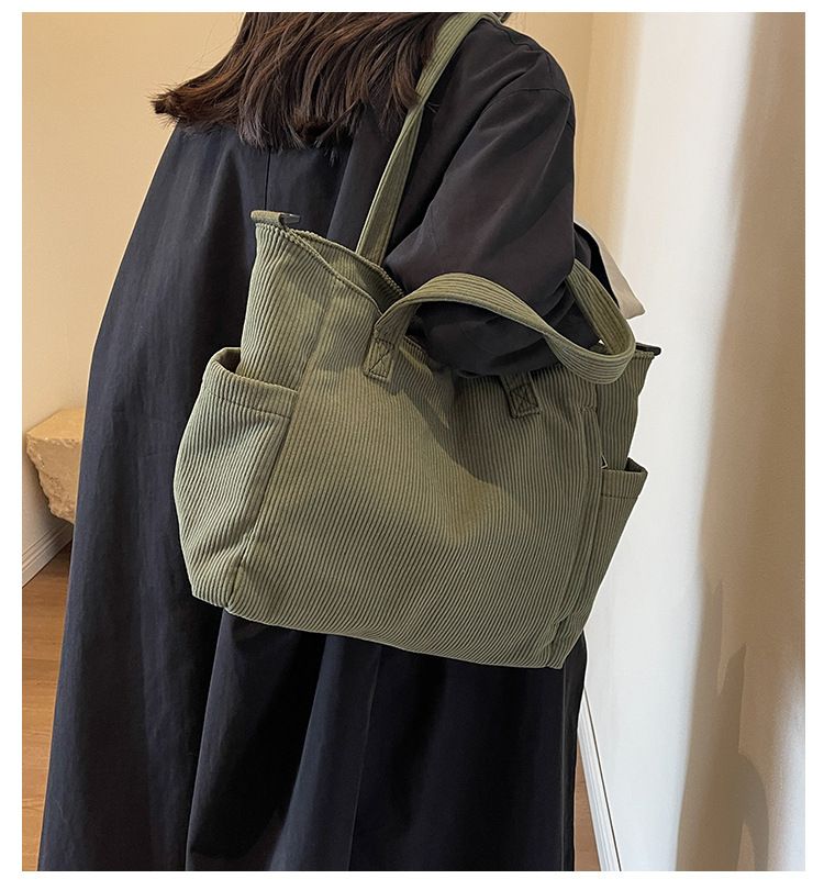 Corduroy for women, large capacity 2024 new autumn winter versatile single shoulder crossbody bag, high-end sensory and_voghion.com