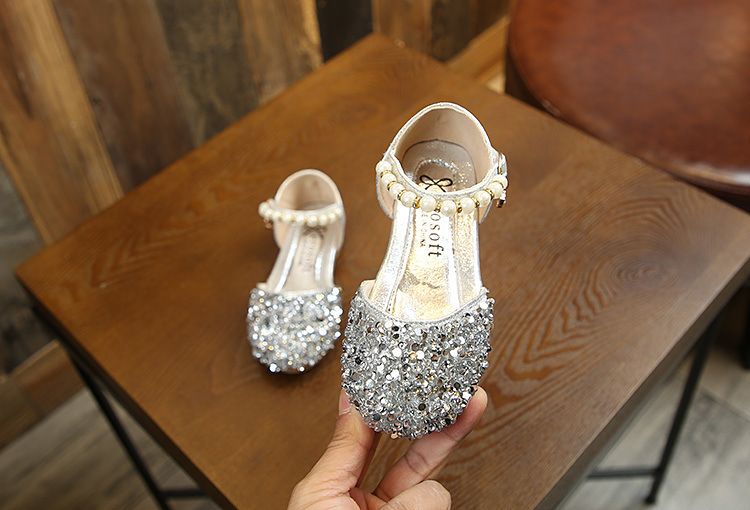 Children's Leather Shoes Girls Performance Shoes Silver Princess Shoes Spring Shiny Girls Shoes Girls Crystal Sequin Shoes_voghion.com