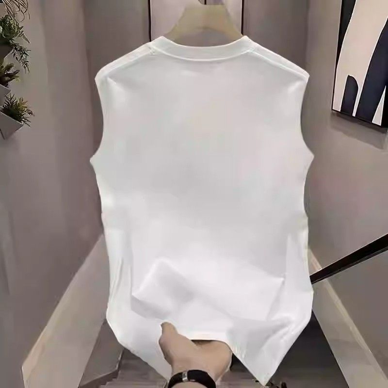 Erkek Giyim Spor Yelek Erkek Yaz Bol Dış Giyim Kolsuz Tişört Erkek Rahat Geniş Omuz Yelek Üst_voghion.com