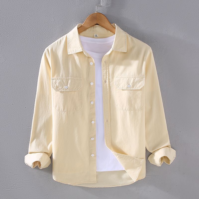 CT 2305 Camicia da lavoro a maniche lunghe in twill di puro cotone, stile americano, per uomo, primavera e autunno_voghion.com