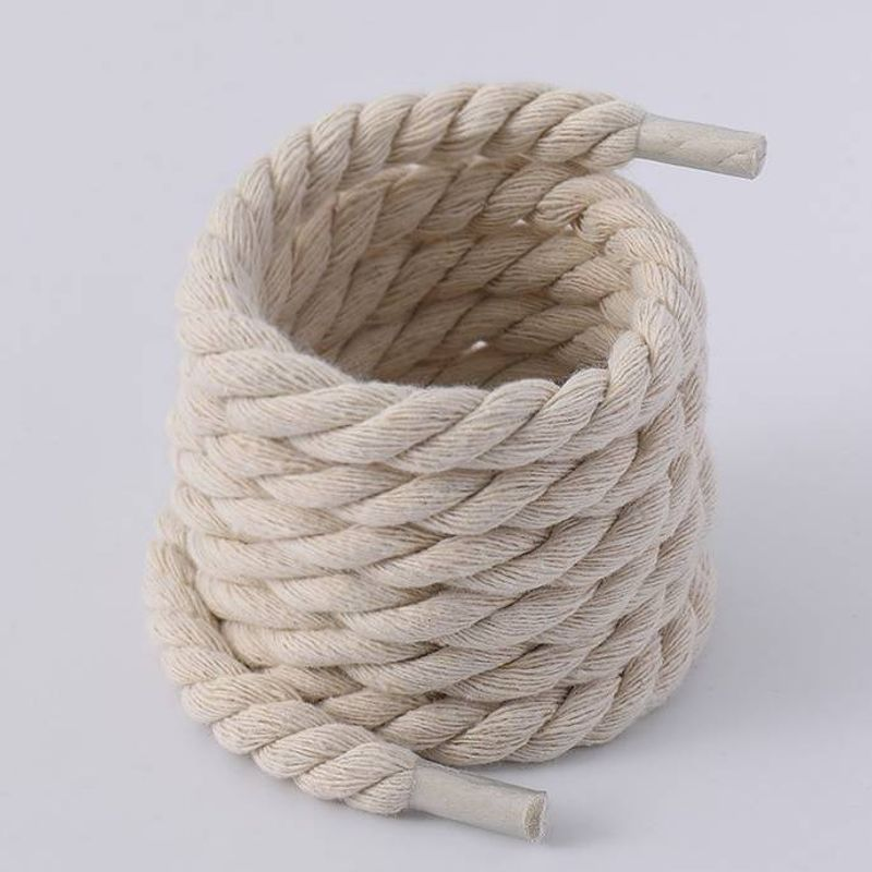 Shoe Accessories thick round warrior black powder beige shoelace rope_voghion.com