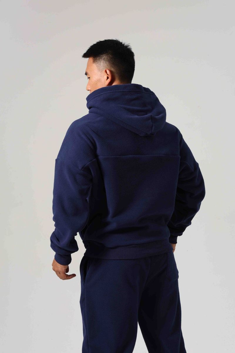 Felpa con cappuccio in pile ricamato da uomo - Pullover termico spazzolato a doppio strato per palestra e attività all'aperto (nero/blu navy, M-Xxxl)_voghion.com