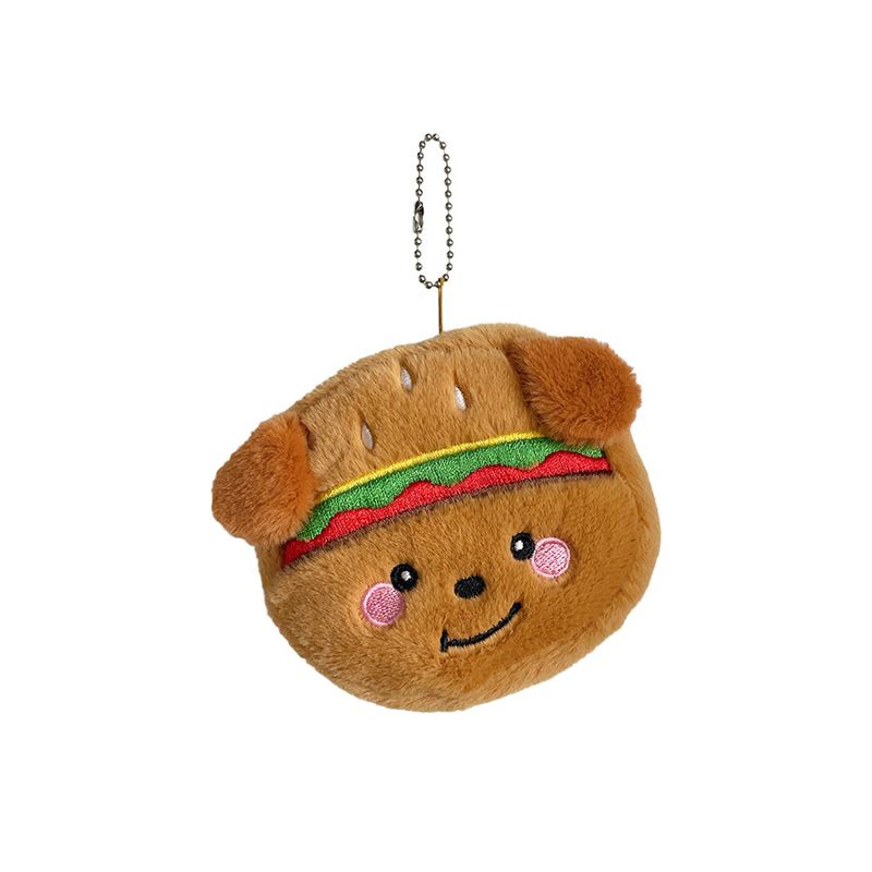 Simpatico ciondolo a forma di cucciolo di hamburger in peluche, portamonete, auricolare Bluetooth, cavo dati, porta rossetto_voghion.com