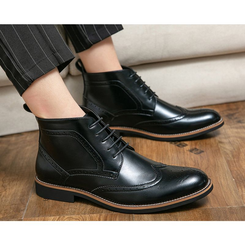 Chukka snörning för män mode ankelstövlar Casual Oxfords Skinnskor med vingspets Bekväma_voghion.com