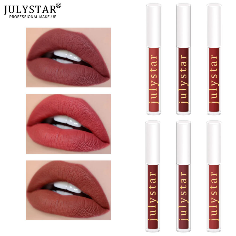 Julystar is niet gemakkelijk te vervagen of te plakken, de cup is vochtinbrengende, matte en lichtgewicht lipglossmake-up_voghion.com