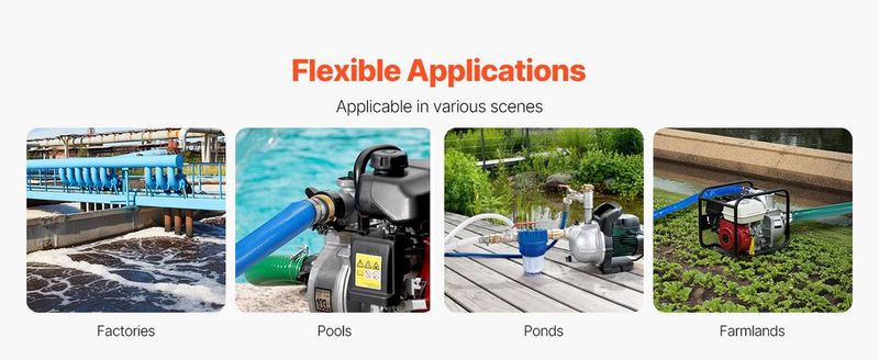 VEVOR Backwash Hose 2 In X 100 Ft Blue High Quality Hose Complete Fittings_voghion.com