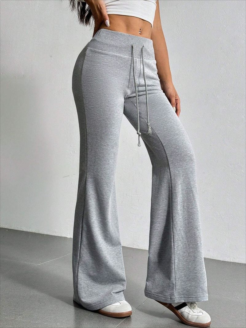 Pantaloni scurți de primăvară/vară pentru femei, cu talie înaltă și cordon, casual, culoare solidă, cu fund de clopot_voghion.com