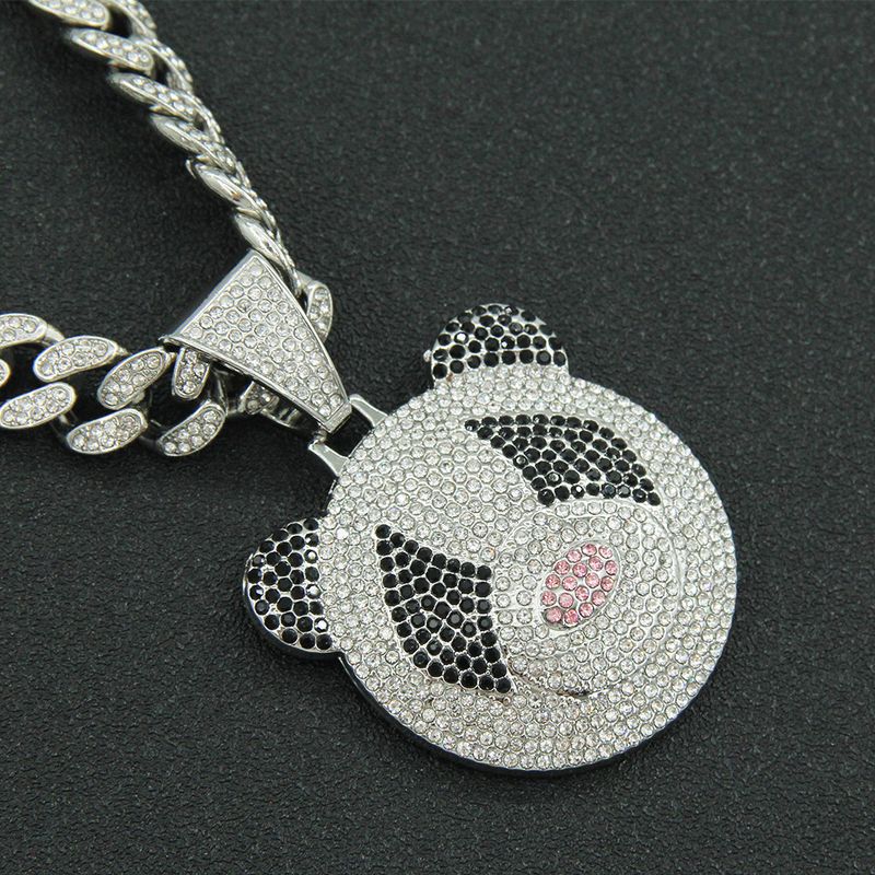 European And American HipHop Exaggerated 3D Panda Pendant Cuban Necklace Personalized Trendy Punk Cool Neck Chain Accessory_voghion.com