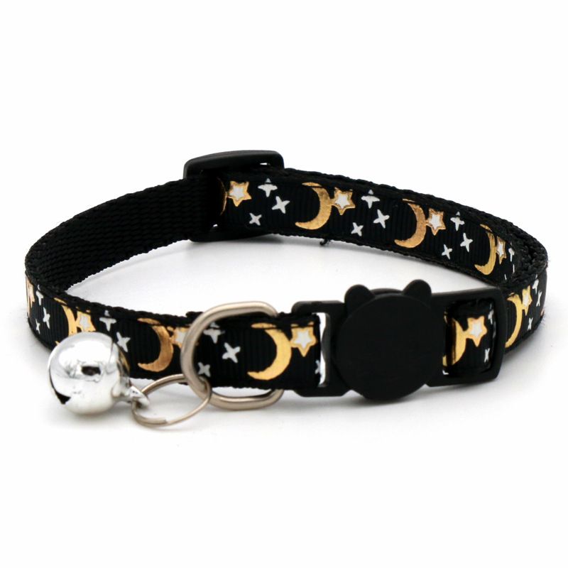 Pet Stamping Moon Star Dog Cat Gold Detachable Reflective Safety Buckle Collar_voghion.com