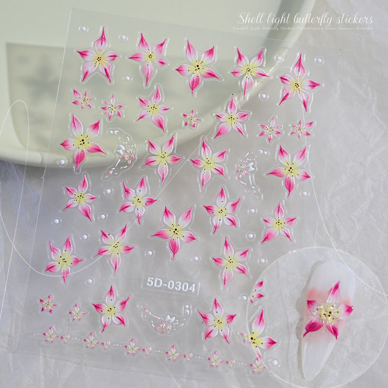 Meiyu New Release 6-Color Lily Embossed Nail Decals - Sweet Fresh 3D Lily Stickers For Girls_voghion.com