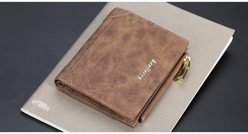 Carteira Baellerry Masculina Curta com Zíper Carteira Vertical Multicartões Elegante Moeda de Alta Qualidade_voghion.com
