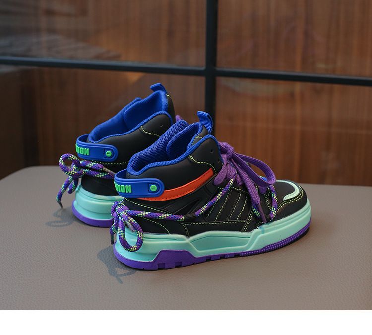 2024 children's sports girls' non slip soft sole high top casual boys' running basketball shoes, trendy_voghion.com