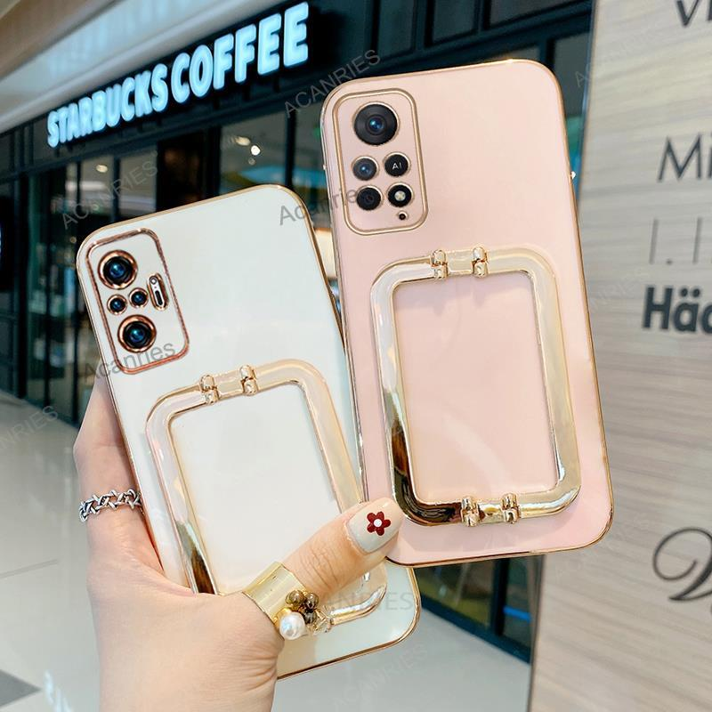 Luxe Plating Metalen Gesp Beugel Houder Case Voor Xiaomi Redmi Note 11 pro 11s 10 Pro 4g 5g Polsband Cover Op Note11_voghion.com