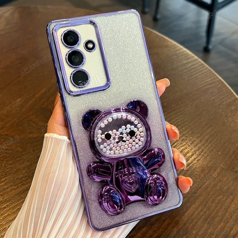 A 14 24 34 54 Niedliche Bärenhalter-Beschichtung Silikonhülle für Samsung Galaxy A14 A34 A54 A24 A15 A25 A35 A55 A05s M14 M54 Standabdeckung_voghion.com