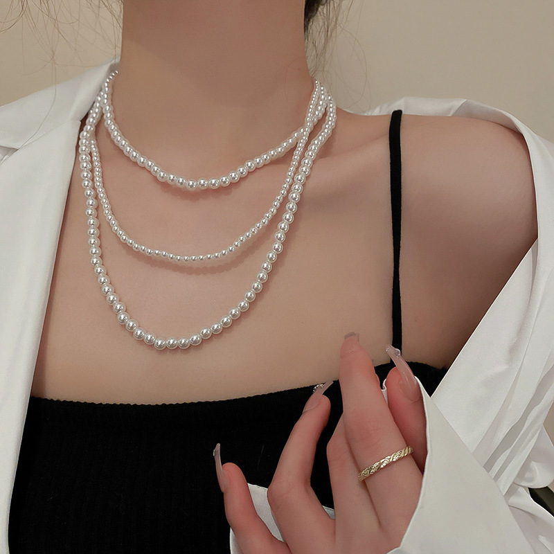 Onregelmatige lange parel Franse lichte elegante trui ketting niche eenvoudige high-end zintuiglijke ketting voor vrouwen_voghion.com