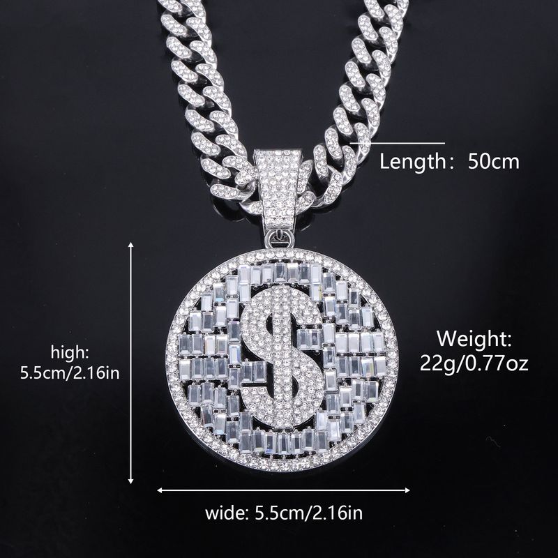 Gioielli unisex Hip Hop, nuovi pendenti rotondi da un dollaro USA, di alta qualità, hip hop alla moda, rap, da uomo, con catena cubana_voghion.com