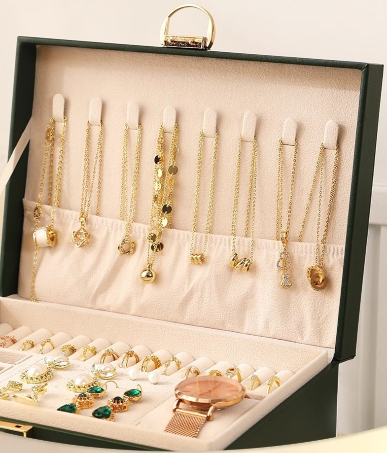 Tiroir à bijoux de grande capacité, résistant à la poussière et à l'humidité, idéal pour ranger bagues, boucles d'oreilles, colliers, bracelets et bijoux_voghion.com