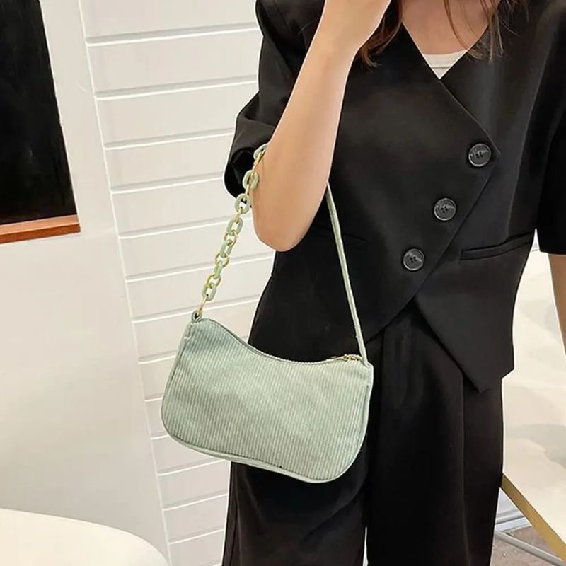 Mode Vintage S Frauen Herbst Winter Cord Unterarm Tasche Zipper Schulter Kleine Taschen Weibliche Weiche Casual Kupplung_voghion.com
