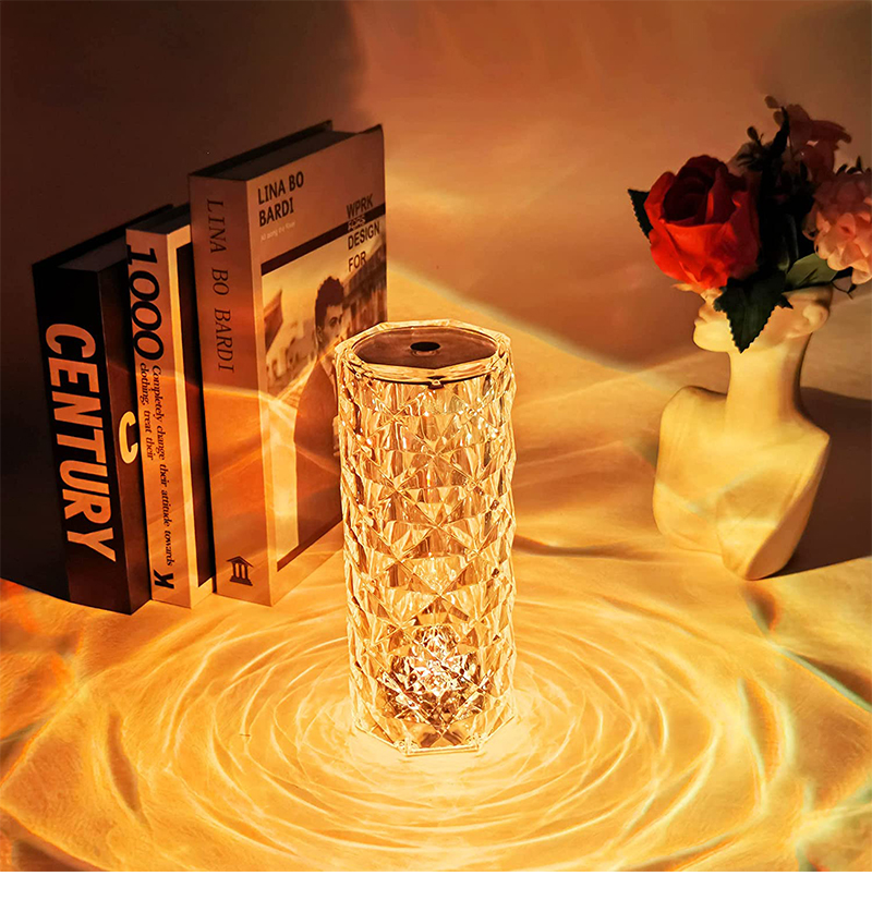 LED 16 Farben Kristall Tisch Lampe Rose Licht Romantische Diamant Atmosphäre Licht Touch Einstellbare Nacht Licht Für Schlafzimmer Dekorieren_voghion.com