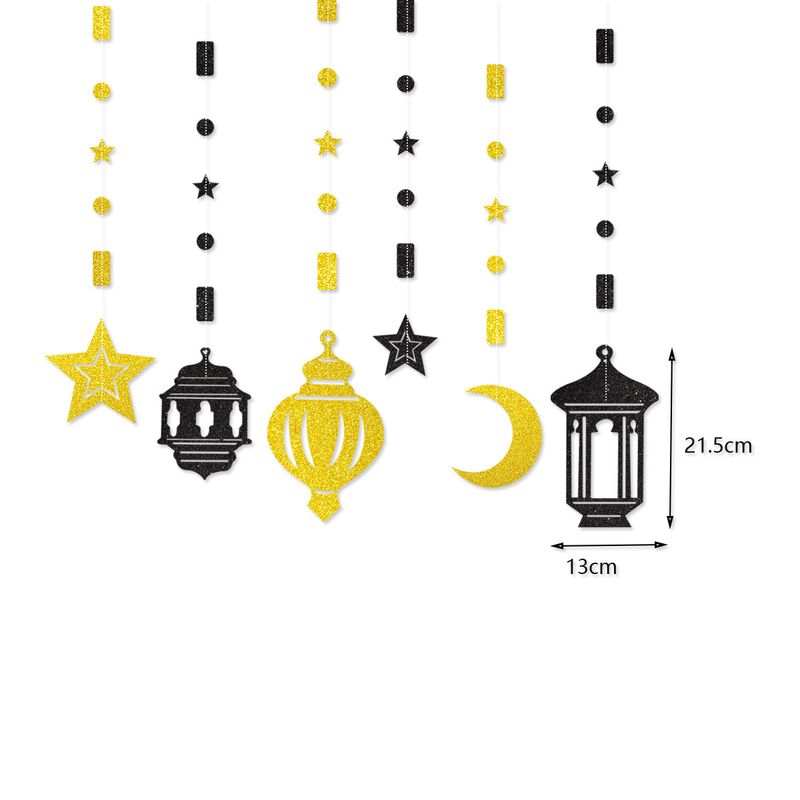 Cross-Border Middle Eastern Party Decorations Star Moon Festival Atmosphere Arrangement Garland Hanging Ornaments_voghion.com