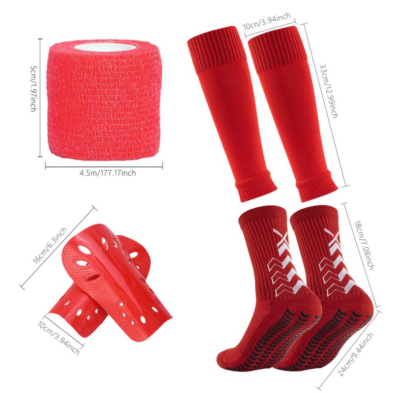 Conjunto de combinación de calcetines de fútbol con pegamento antideslizante para hombres y mujeres adultos, protectores de piernas y correas para calcetines_voghion.com