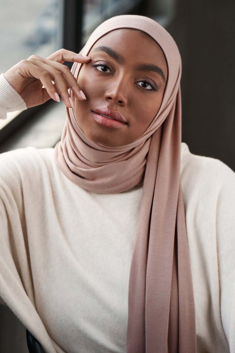 Unisex muslimsk enfärgad Modal roll-bård merceriserad bomull med lång turbantäckande halsduk_voghion.com