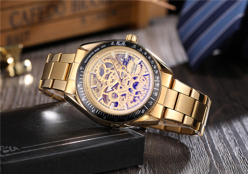 Hot selling winner8152 men's leisure mechanical watch automatic hollow mechanical watch men's steel band watch_voghion.com