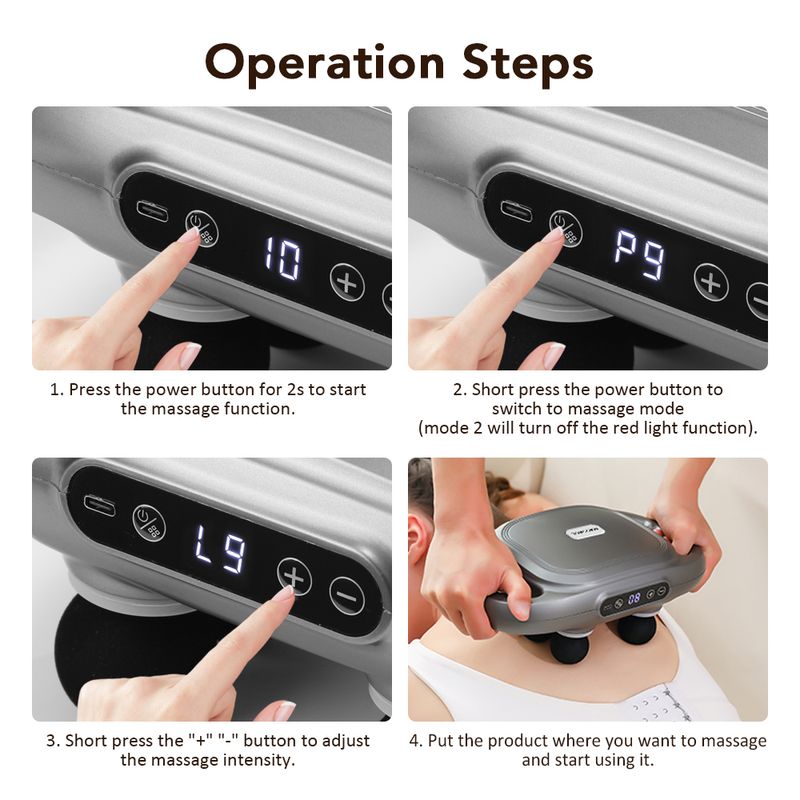 Faszienmassagepistole mit sechs Köpfen, Hochfrequenz-Vibrationsmassagegerät für tiefes Gewebe, für Körper, Rücken, Taille, Nacken, Beinmuskulatur_voghion.com