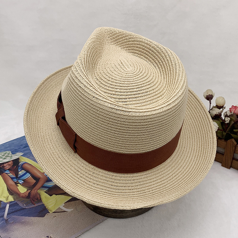 klassiska och fashionabla handvävda jazzhattar för män och kvinnor, solhattar, stråhattar, vår- och sommarhattar_voghion.com