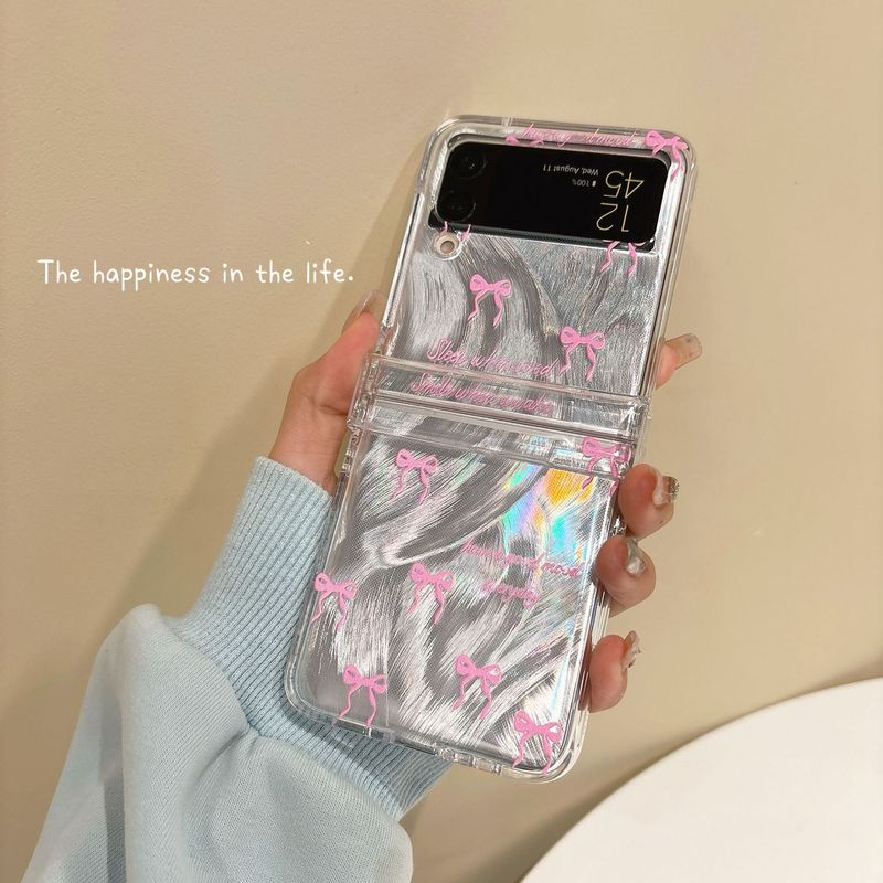Fold full screen bow for Samsung zflip5 folding screen phone case GalaxyZFLIP3/4 protective cover_voghion.com