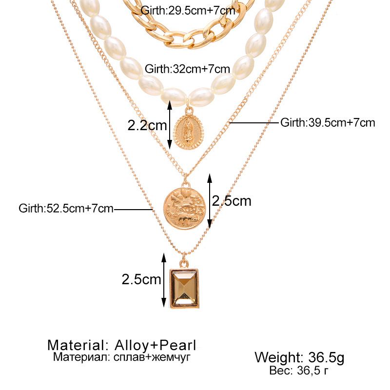 Collier de perles multicouches en métal et pierres précieuses pour femme, style rétro, offre spéciale_voghion.com