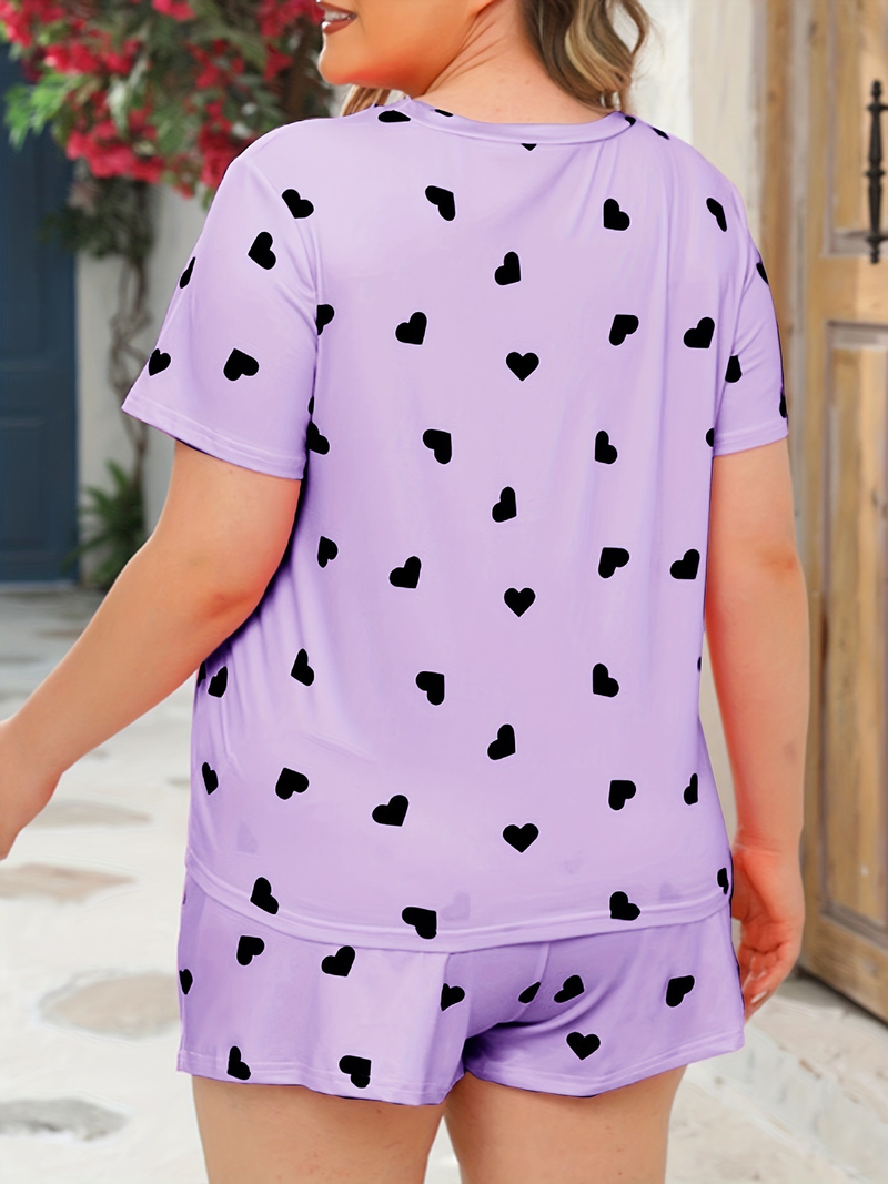 Summer large size short-sleeved shorts women's plus size pajamas set _voghion.com