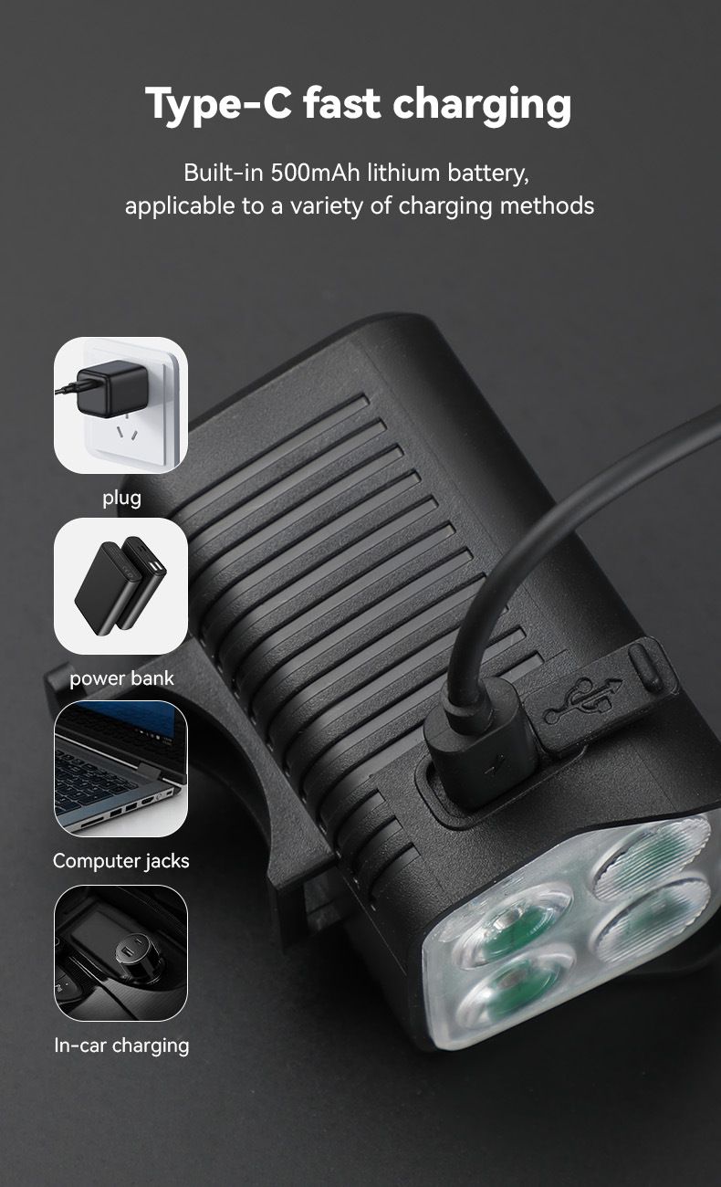 Luz de bocina para faro de bicicleta, luz de ciclismo nocturna con carga USB y bocina eléctrica, luz de bicicleta de montaña_voghion.com