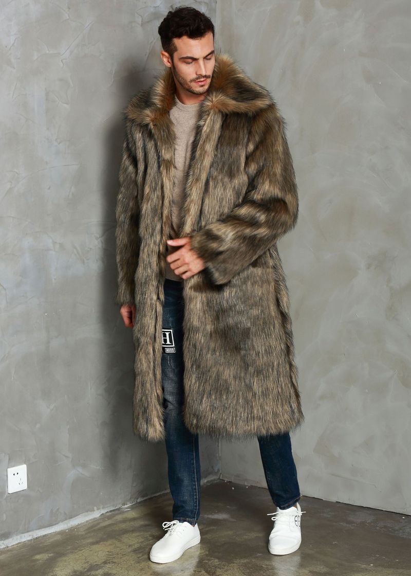 Herrenbekleidung beliebte Mode Herbst und Winter neue Herren quadratischen Kragen Pelz langen Mantel dicken warmen großen Mantel_voghion.com