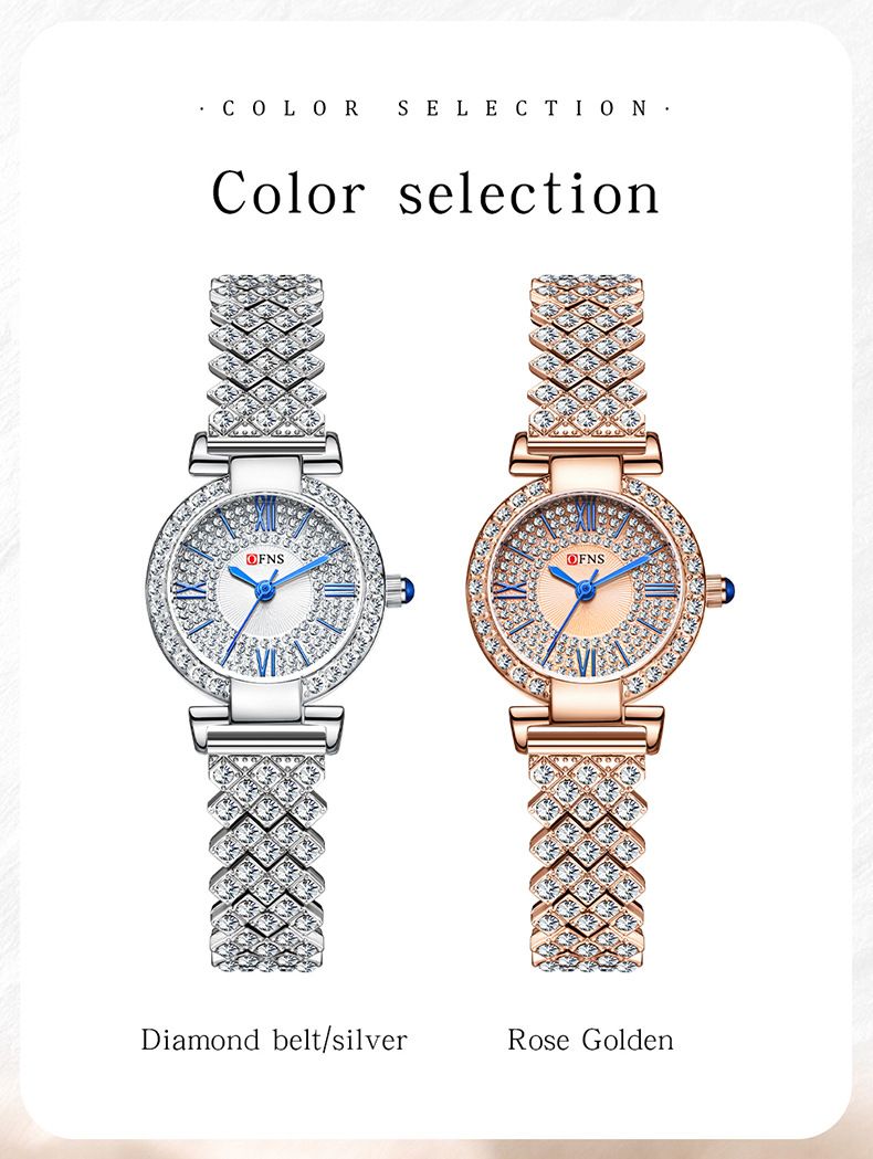 Elegante Damen-Quarzuhr mit Diamantlünette, wasserdicht, rundes Zifferblatt, Edelstahlverschluss, modische und zierliche runde kompakte Quarzuhr_voghion.com