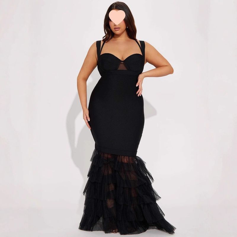 Elegant Mesh Panel Tailored Evening Gown – Sexy High-Slit Mermaid Dress With Sheer Inserts For Parties & Galas_voghion.com
