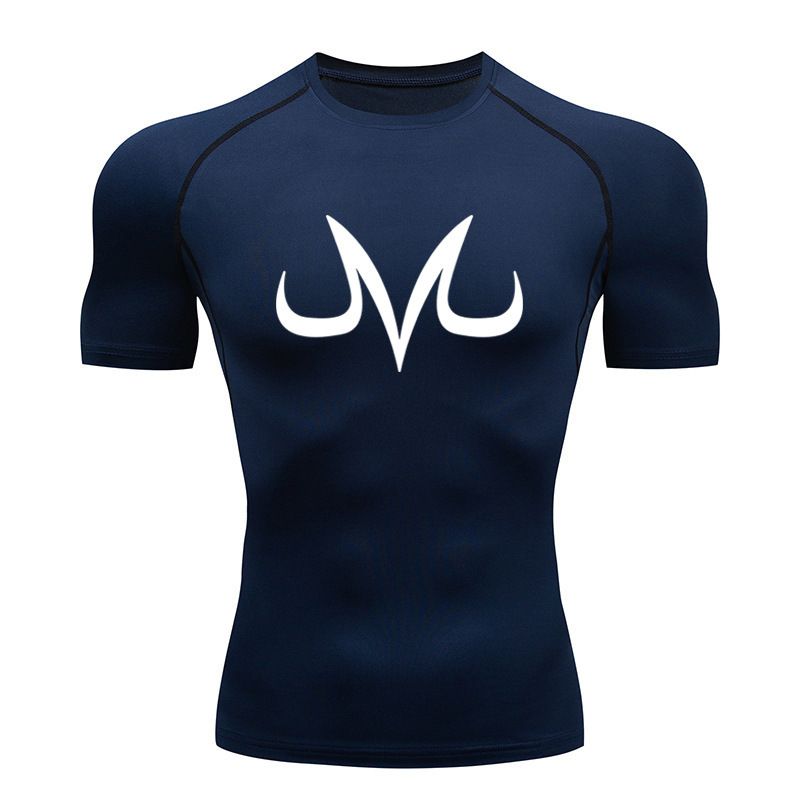 Erkek fitness, koşu, dar kesim yuvarlak yakalı tişört, sıkıştırılmış hızlı kuruyan üst, açık hava_voghion.com