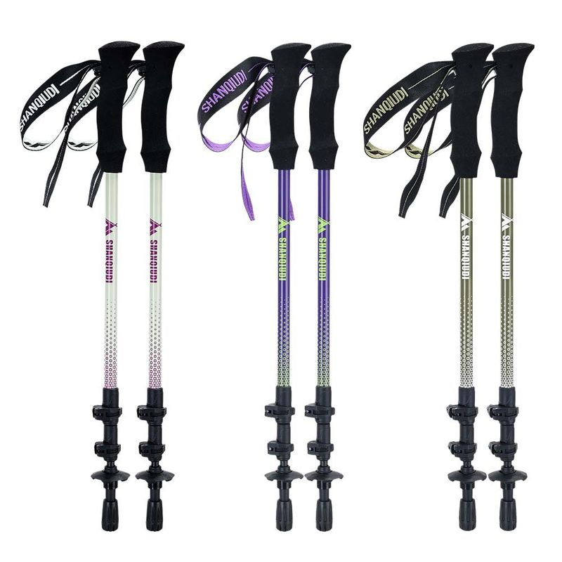 Carbon Fiber Trekking Pole Teleskop Drei-Abschnitt Stick Einstellbare Tragbare Wesentliche Lieferungen Outdoor Wandern_voghion.com