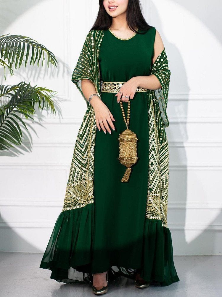 Zweiteiliges Set mit modischer, urbaner, lässiger, plissierter Weste mit Fledermausärmeln und Gürtel für Damen_voghion.com