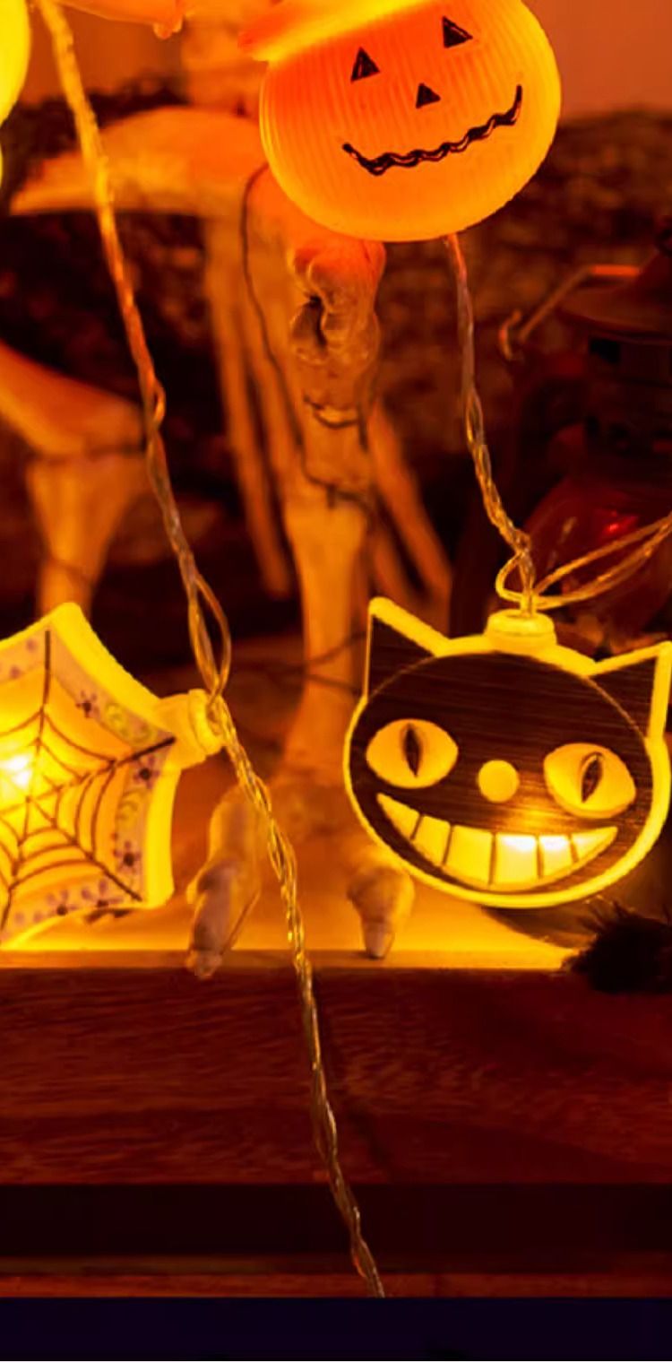 Halloween LED Light String - Pumpkin Ghost Skull Decorations For Spooky Party Indoor Outdoor"_voghion.com