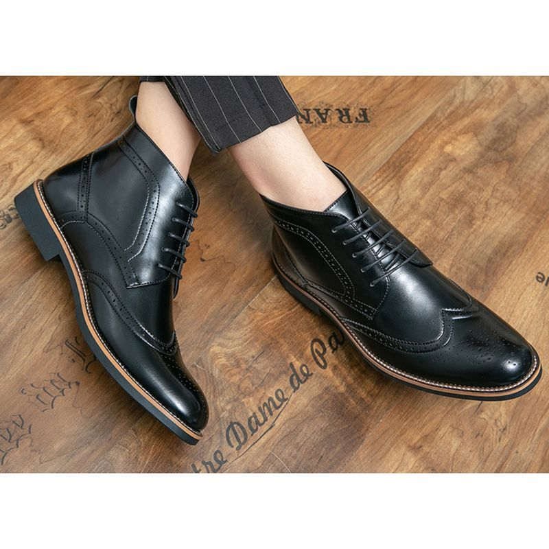 Chukka snörning för män mode ankelstövlar Casual Oxfords Skinnskor med vingspets Bekväma_voghion.com
